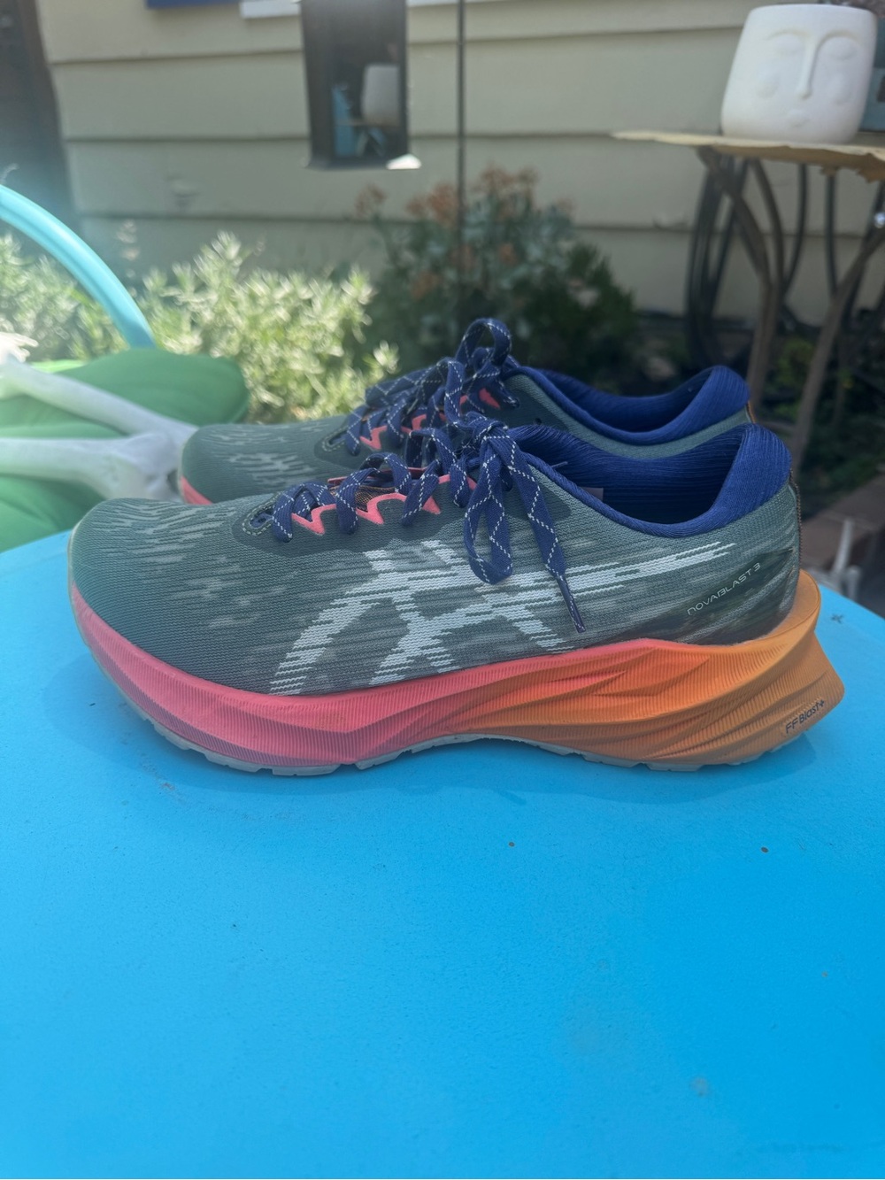 Asics Novablast 3 Women's Athletic Running Shoe - Green & Orange 8.5